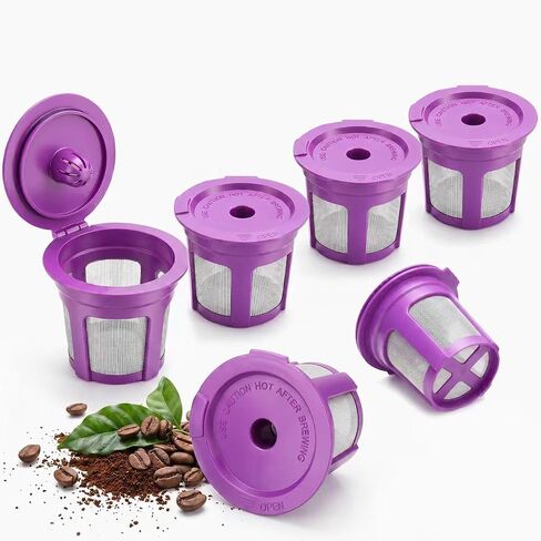 6 Pack Reusable K Cups for Keurig K Classic/K Elite/K Compact/K Latte/K-Mini/K-Select/K Duo/K-Slim, 1 Hole Refillable Coffee Pods Filter Fits Keurig 1.0 & 2.0 SingleStream Brewers in Kuwait
