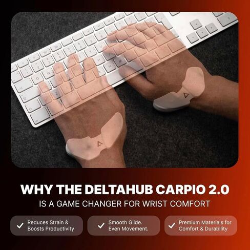DELTAHUB Carpio 2.0 - Left & Right Handed Ergonomic Wrist Rest for Mouse and Keyboard, Carpal Tunnel Support, Pain Relief, Anti-Fatigue, Easy Glide, Office Computer, Laptop, Gaming - Small, Black in Kuwait
