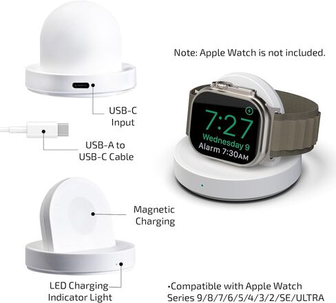 Merkury Innovations Magnetic Charging Dock for Apple Watch, USB-C, White in Kuwait