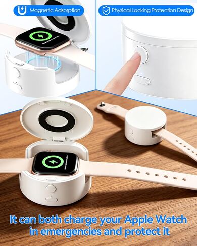 CloudValley Portable Charger for Apple Watch, Enclosed Protective Case, Anti-Drop, Wireless Charging for Apple Watch Ultra2/Ultra/SE2/SE Series 10/9/8/7/6/5/4/3/2/1, for Travel & Keychain in Saudi Arabia