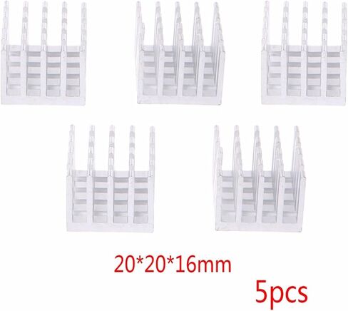 5pcs 20 * 20 * 16mm Aluminum Radiator Block Cooler Computer Motherboard Chip Cooling Silver C26 in Kuwait
