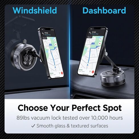 LeTinn Car Mount for MagSafe with One-Hand Snap and 89Lbs Vacuum Suction in Kuwait