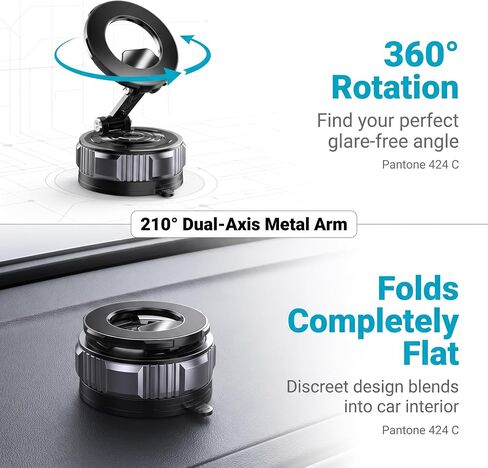 LeTinn Car Mount for MagSafe with One-Hand Snap and 89Lbs Vacuum Suction in Kuwait