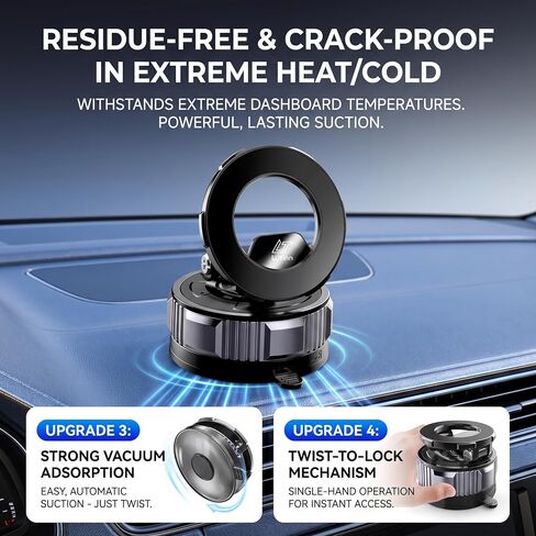 LeTinn Car Mount for MagSafe with One-Hand Snap and 89Lbs Vacuum Suction in Kuwait