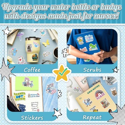 200 Pcs Funny Nurse Stickers for Laptop, Cups, Planner, and Computer – Nurse Gifts for Women and Healthcare Workers, Cute Healthcare Stickerss in Kuwait