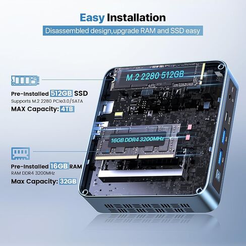 PELADN Mini PC, N95(up to 3.4GHz),16GB DDR4/512GB SSD Mini Desktop Computer in Saudi Arabia