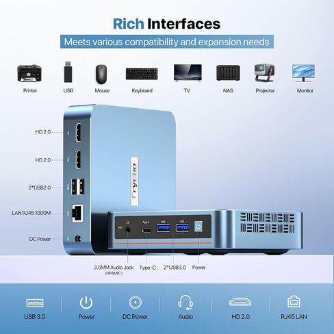 PELADN Mini PC, N95(up to 3.4GHz),16GB DDR4/512GB SSD Mini Desktop Computer in Saudi Arabia