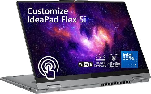 Delca Customized Laptop Made with Lenovo IdeaPad Flex 5i 2-in-1 Laptop | 16" WUXGA IPS Touchscreen | Intel 10-core Core 5 120U | 16GB DDR5 512GB/1TB/2TB/4TB SSD | Backlit Fingerprint Win 11 in Kuwait