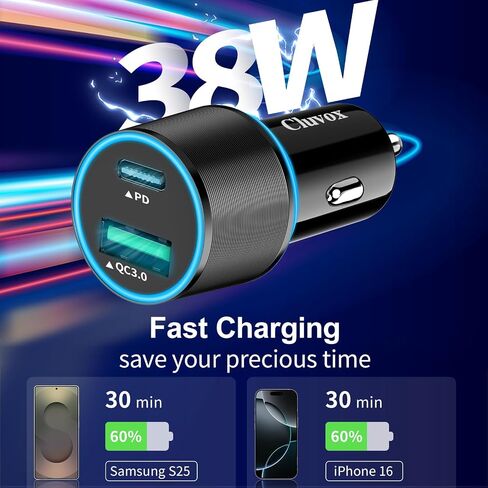 5 Pack 38W USB C Car Charger, Cigarette Lighter Adapter for iPhone/Android in Kuwait