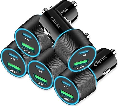 5 Pack 38W USB C Car Charger, Cigarette Lighter Adapter for iPhone/Android in Kuwait