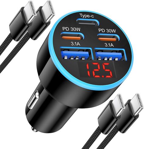 USB-C Car Charger, 5-Port 90W USB C Fast Charging Cigarette Lighter Adapter in Kuwait