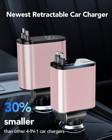 Retractable Car Charger,69W Fast USB C Charging Adapter for iPhone Galaxy in Kuwait