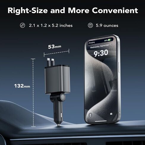 Retractable Car Charger,69W Fast USB C Charging Adapter for iPhone Galaxy in Kuwait