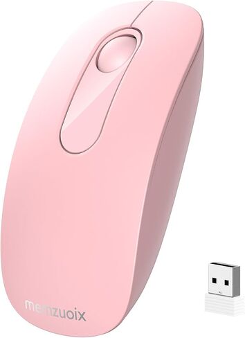 memzuoix 2.4G Wireless Mouse, Ergonomic Silent Computer Mouse with USB Receiver, 1600 DPI Portable Mouse for Laptop PC Mac Windows and Office(Pink) in Kuwait