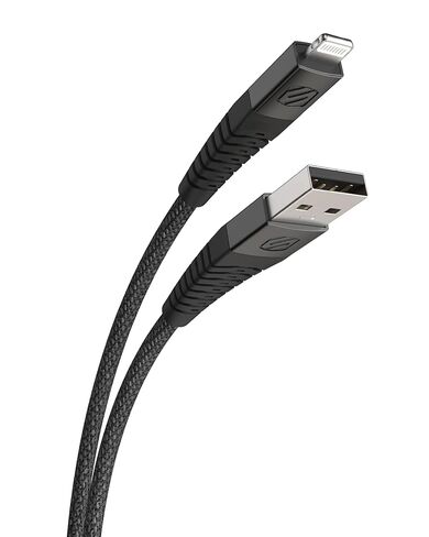 Scosche Strikeline 4ft USB A to Lightning Cable, MFi Certified Heavy Duty Braided iPhone Charger Cord with Reinforced Connector Housing, Fast Charging Compatible with iPhone, iPad & More, Space Gray in Kuwait