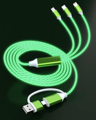 Opluz USB C Cable, Colorful Gradual Light up Multi Charging Cable 3 in 1 Type C Charger Fast Charging 60W Led USB Type C Cord Compatible with iPhone 17/16/15/14/13/12/11, Galaxy,pad,Pixel 4FT - Green in Kuwait