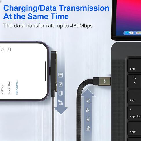 Flat iPhone Charger with Stand - MFi Certified 30W PD USB-C to Lightning Cable with Invisible Holder - 90 Degree Lightning Cable for iPhone 14-8, iPad - Sideways iPhone Charger for Gaming & Streaming in Kuwait