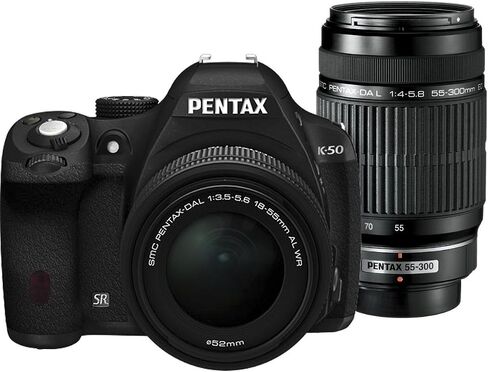 Pentax K-50 DSLR Camera with 18-55mm WR and 55-300mm Lenses in Kuwait