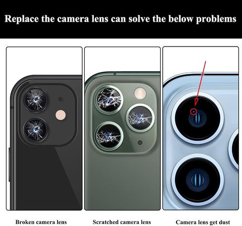 2 Sets Rear Camera Lens Glass Replacement with Adhesive Pre-Installed Compatible for iPhone 13 Pro / 13 Pro Max (3 Pieces/Set) with Repair Tools and Installation Manual in Kuwait