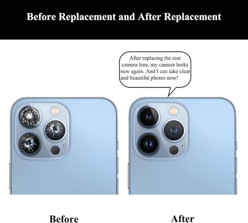 2 Sets Rear Camera Lens Glass Replacement with Adhesive Pre-Installed Compatible for iPhone 13 Pro / 13 Pro Max (3 Pieces/Set) with Repair Tools and Installation Manual in Kuwait