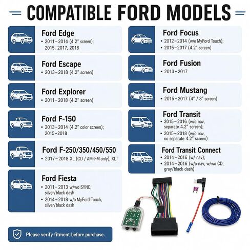 Car Subwoofer Amplifier Converter for Ford F-150 250 350 450 550, Edge/Escape/Explorer/Fiesta/Focus/Mustang, Plug-and-Play High to Low RCA Adapter, No Cutting Car Audio Wire Harness in Kuwait