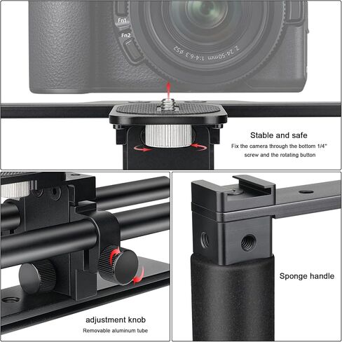 Universal Aluminum Alloy DSLR Mirrorless Camera Camcorder Stabilizer Extension Cage Mount for Mic Monitor Light, Movie Making Rig YouTube Tiktok Vlogging Video Kit w/Phone Holder for Canon Sony Nikon in Kuwait