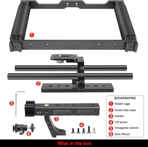 Universal Aluminum Alloy DSLR Mirrorless Camera Camcorder Stabilizer Extension Cage Mount for Mic Monitor Light, Movie Making Rig YouTube Tiktok Vlogging Video Kit w/Phone Holder for Canon Sony Nikon in Kuwait
