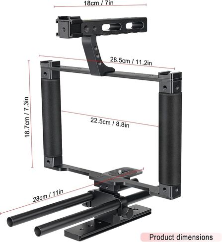 Universal Aluminum Alloy DSLR Mirrorless Camera Camcorder Stabilizer Extension Cage Mount for Mic Monitor Light, Movie Making Rig YouTube Tiktok Vlogging Video Kit w/Phone Holder for Canon Sony Nikon in Kuwait