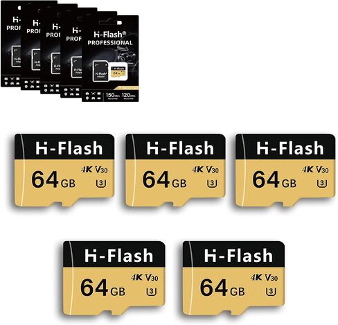 64GB TF Card U3 V30 4K - 5 Pack, Memory Card High Speed Up to 150MB/s, High Speed TF Memory Card with Adapter for Dash Cam, Security Camera, Tablet, Phone, Action Camera.(64G U3 V30 X5, 64) in Kuwait