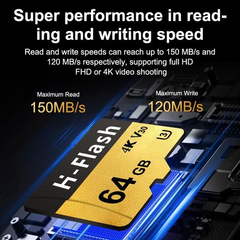 64GB TF Card U3 V30 4K - 5 Pack, Memory Card High Speed Up to 150MB/s, High Speed TF Memory Card with Adapter for Dash Cam, Security Camera, Tablet, Phone, Action Camera.(64G U3 V30 X5, 64) in Kuwait