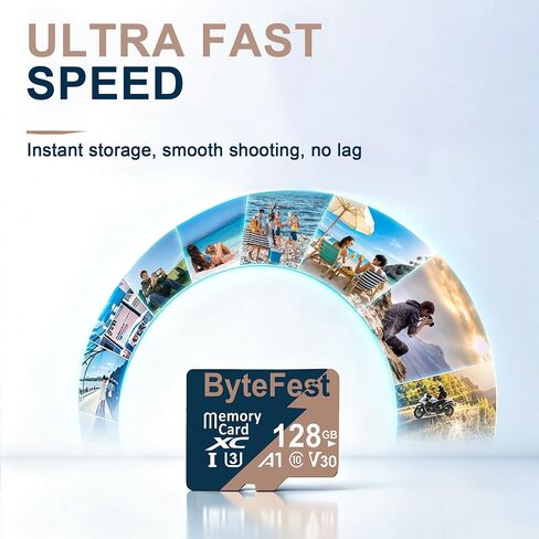 TF Card 128GB with Adapter，Class 10 UHS-I U3 A1 C10 V30 High Speed，4K UHD Video, Flash Memory Card for Camera/Monitor/Gaming Console/Drone/Dash Cam/Android Phone/Tablet in Saudi Arabia