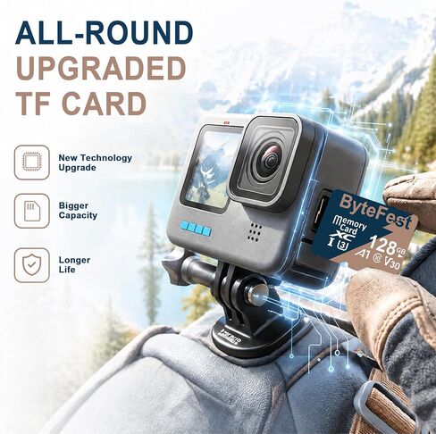 TF Card 128GB with Adapter，Class 10 UHS-I U3 A1 C10 V30 High Speed，4K UHD Video, Flash Memory Card for Camera/Monitor/Gaming Console/Drone/Dash Cam/Android Phone/Tablet in Saudi Arabia