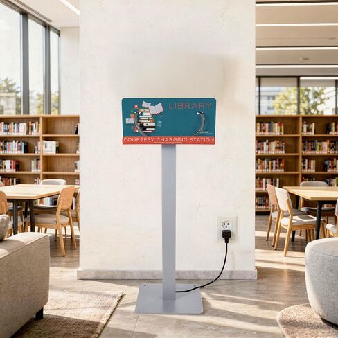 KwikBoost® Phone Charging Station Floor Stand, School Charging Kiosk with Lightning and USB-C Cables for Classrooms Libraries Campuses in Kuwait