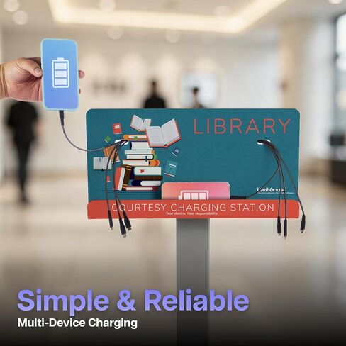 KwikBoost® Phone Charging Station Floor Stand, School Charging Kiosk with Lightning and USB-C Cables for Classrooms Libraries Campuses in Kuwait