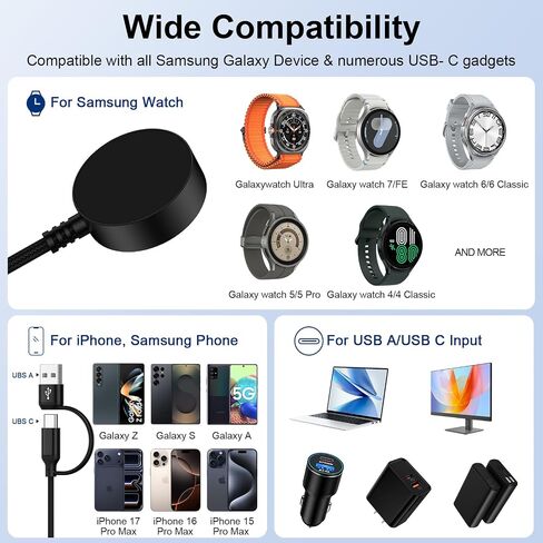 Samsung Galaxy Watch Charger for Watch 8/8 Classic/7/6/6 Classic/Ultra/FE in Kuwait