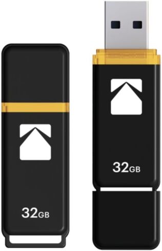 Kodak EKMMD128GK103 - USB Drive 3.2/3.1/3.0-128 GB, 128 Go - Classic Serie - K100 Model - Black mat casing with a Transparent Yellow Neck + a Cap in Saudi Arabia