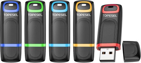 TOPESEL 64GB Flash Drive 5 Pack, USB 2.0 Thumb Drives High Speed Memory Stick Jump Drive Zip Drive for Data Storage and Backup (Five Mixed Colors: Red Blue Cyan Orange Green) in Kuwait