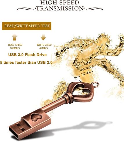 64GB USB 3.0 Flash Drive,Cute Key USB Flash Drive with Heart Shape,High Speed Up to 100MB/S Keychain exFat Thumb Drive Jump Drive Gift for Anniversary/Birthday/Photographer/Wedding in Kuwait