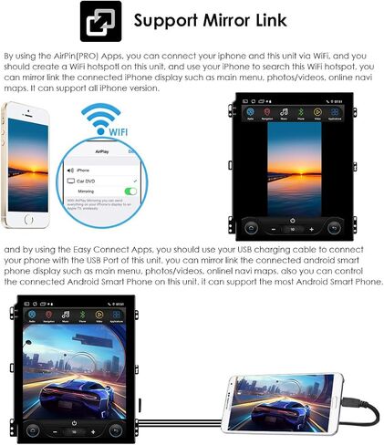 64GB Android14 Car Radio Upgrade for Dodge Durango 2014-2020 10.4 Inch IPS Touch Screen Supports Wireless Carplay/Android Auto,Steering Wheel Control, WiFi, FM 2GB ROM Car Tablet in Kuwait