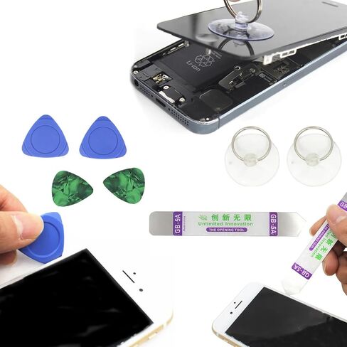 22 in 1 Mobile Phone Repair Tools Kit Plastic & Metal Spudger Pry Opening Tool Precision Screwdriver Set Suction Cup Pliers Hand Tools Set for iPhone Cell Phone Electronics Repair in Kuwait