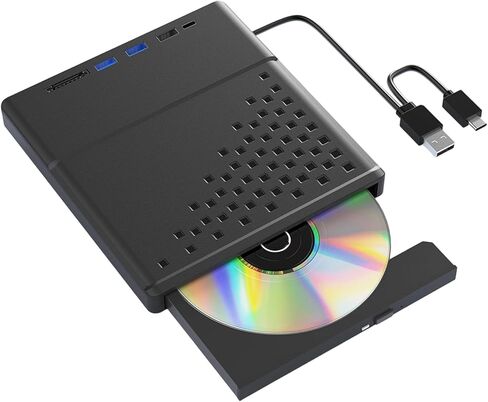 Multiunctional USB3.0 2.0 Type C External Opticals Drive Burners, Fast Speed CDs DVDs Player for Laptop Desktop Data Transfer External Cds DVDs Drive in Kuwait