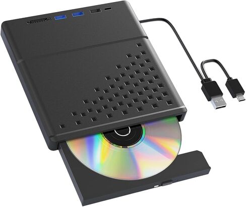 Multiunctional USB3.0 2.0 Type C External Opticals Drive Burners, Fast Speed CDs DVDs Player for Laptop Desktop Data Transfer External Cds DVDs Drive in Kuwait