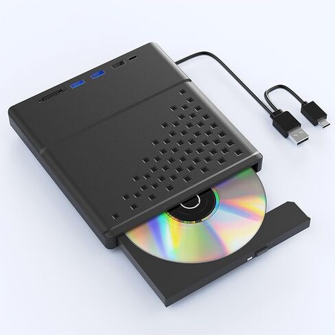 Multiunctional USB3.0 2.0 Type C External Opticals Drive Burners, Fast Speed CDs DVDs Player for Laptop Desktop Data Transfer External Cds DVDs Drive in Kuwait