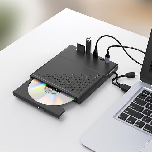 Multiunctional USB3.0 2.0 Type C External Opticals Drive Burners, Fast Speed CDs DVDs Player for Laptop Desktop Data Transfer External Cds DVDs Drive in Kuwait