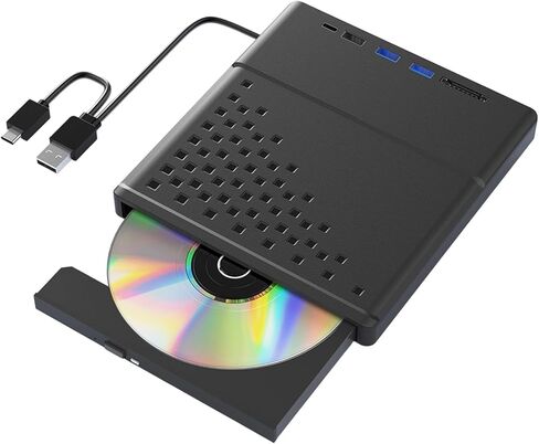 Multiunctional USB3.0 2.0 Type C External Opticals Drive Burners, Fast Speed CDs DVDs Player for Laptop Desktop Data Transfer External Cds DVDs Drive in Kuwait