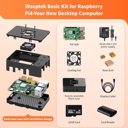 iRasptek Starter Kit for Raspberry Pi 4B 3GB RAM-32GB SD Card Edition in Saudi Arabia