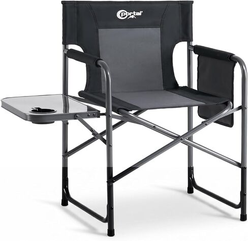 Portal Directors Chair for Adults with Side Table, Folding Camping Chairs Heavy Duty 225LBS, Portable Lawn Chairs with Cup Holder for Outdoor, Beach, Travel, Blue/Grey in Kuwait