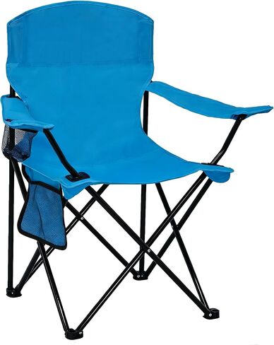 Folding Camping Chair with Cup Holder & Side Storage Bag 300lbs Capacity Lightweight High Back Portable for Beach, Picnic, Sport, Blue in Kuwait