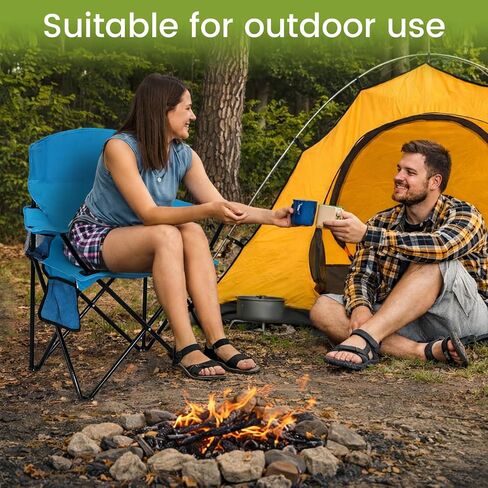 Folding Camping Chair with Cup Holder & Side Storage Bag 300lbs Capacity Lightweight High Back Portable for Beach, Picnic, Sport, Blue in Kuwait