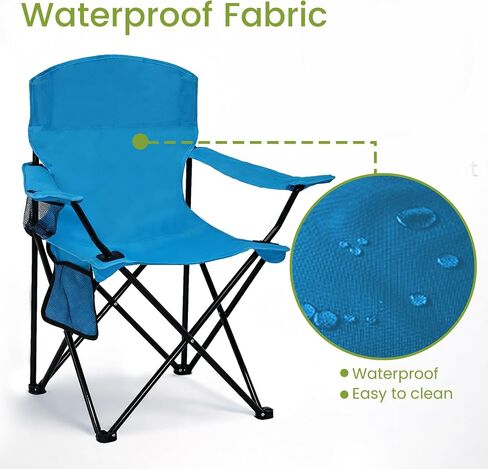 Folding Camping Chair with Cup Holder & Side Storage Bag 300lbs Capacity Lightweight High Back Portable for Beach, Picnic, Sport, Blue in Kuwait